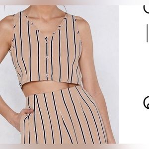Striped , button down, cropped tank matching set #nastygal